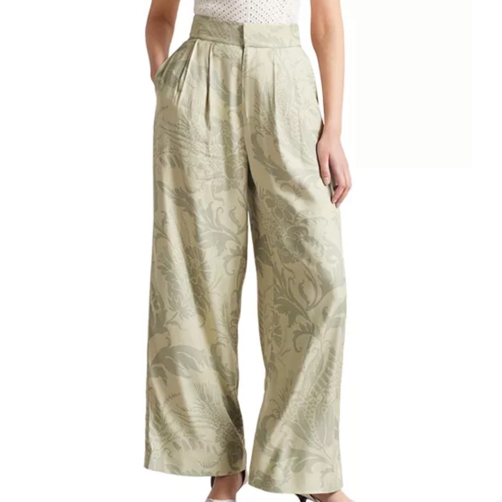 Ted Baker Wyntir Tailored Wide Leg Pants Mid Green Size 5 / US 10 12 Tropical